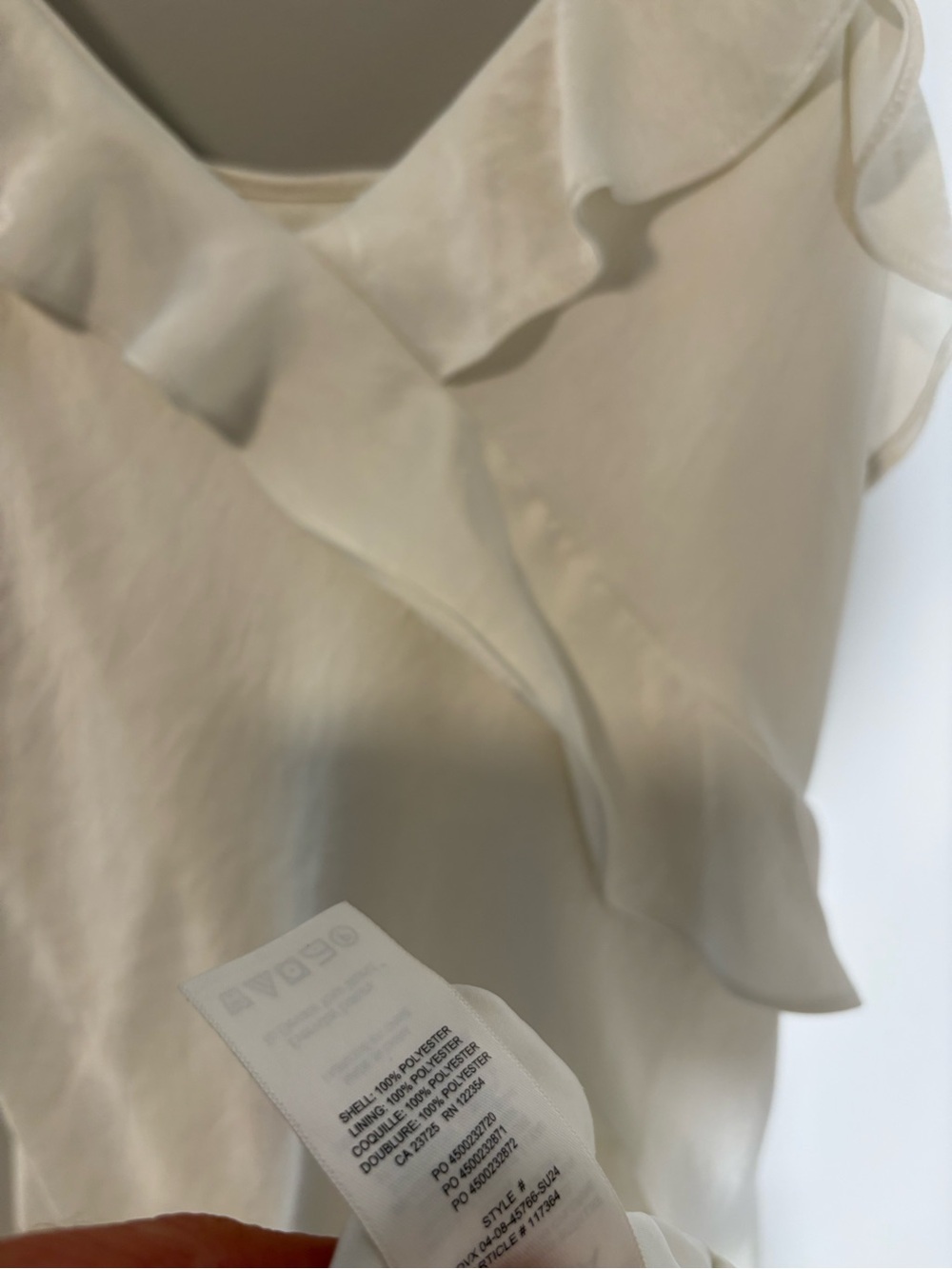 Wilfred by Aritzia Satin Ruffle Slip Dress – Ivory – Size Small - Picture 6 of 7